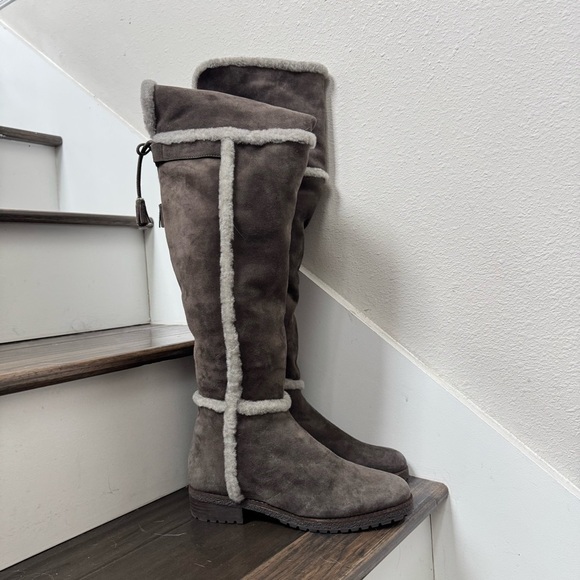 Frye Shoes - FRYE Tamara Over The Knee Shearling Suede Riding Snow Boots 5.5